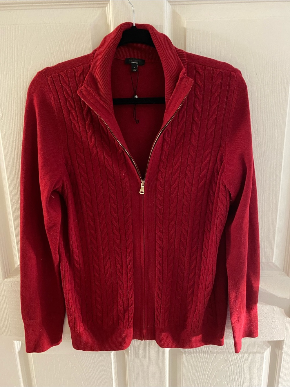 Talbots Red Cable Knit Cardigan | Size L